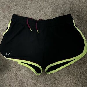 Under Armour Women's Black Shorts with Lime Trim
